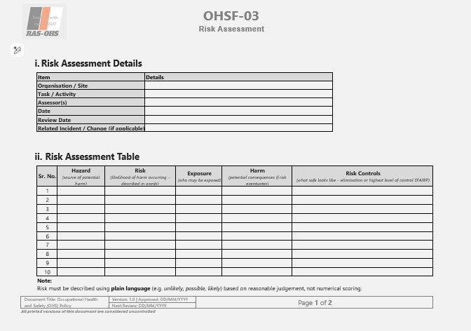 Workplace Health and Safety Policy & Procedures Pack